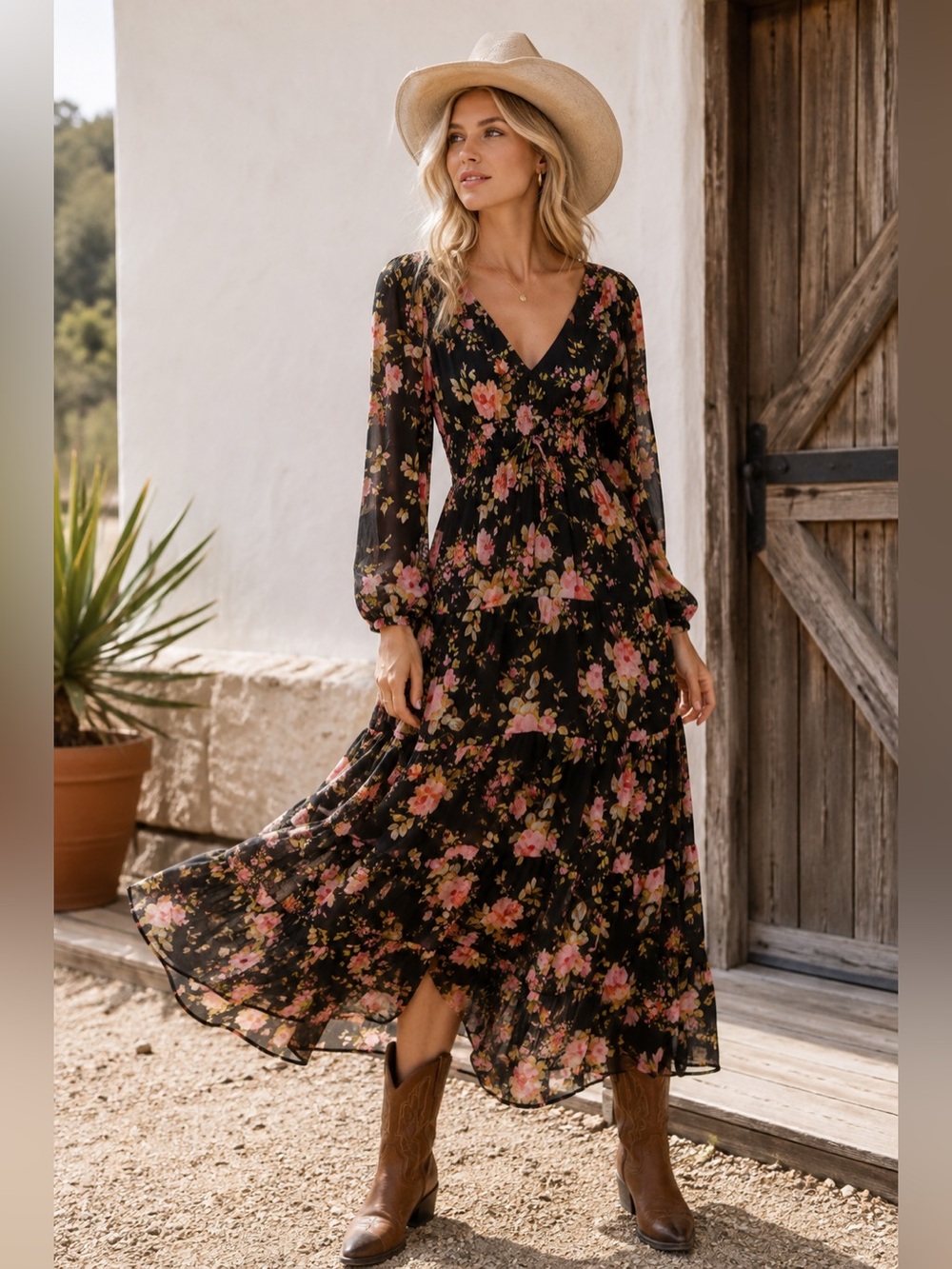 Yumi Kim Black Floral Blake Dress